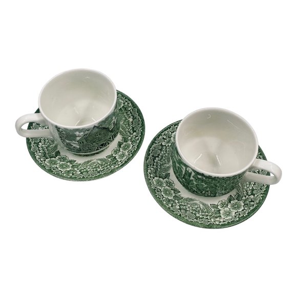 Broadhurst Ironstone Constable Series Green Cups and Saucer Set of 2 - Picture 4 of 6